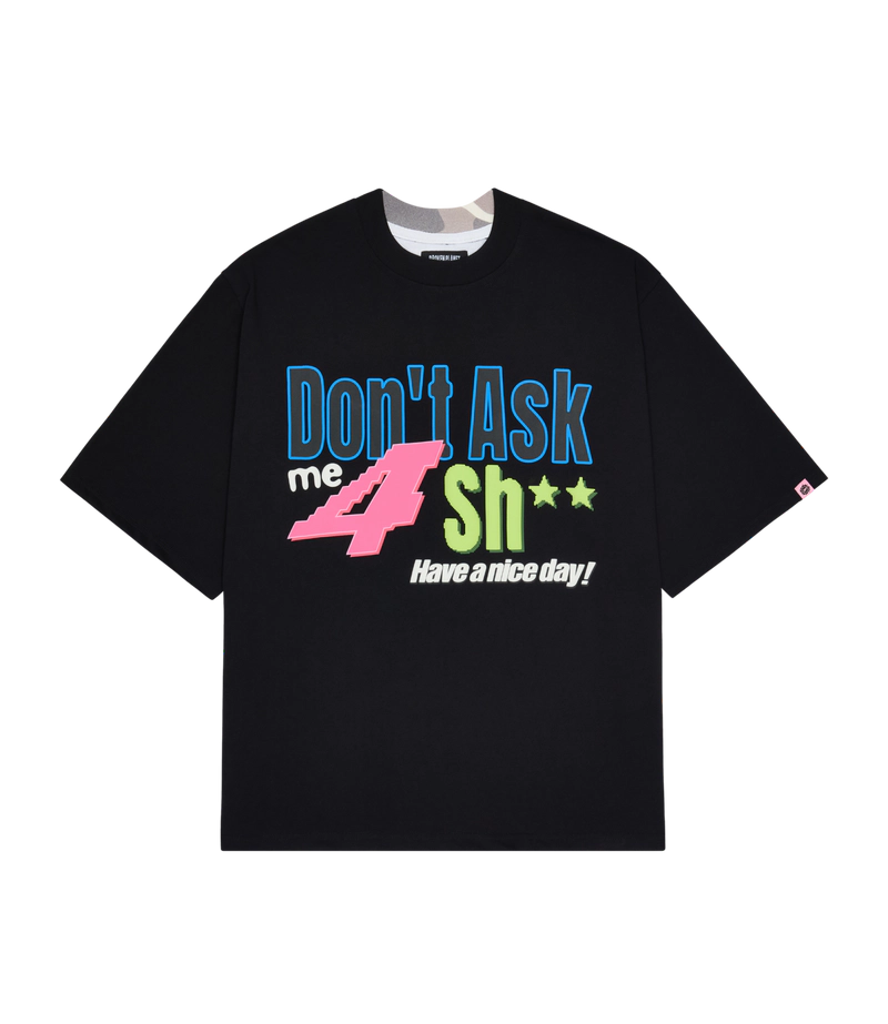 Don’t Ask Me Split Camo T-Shirt - Midnight Black / Snow Camo